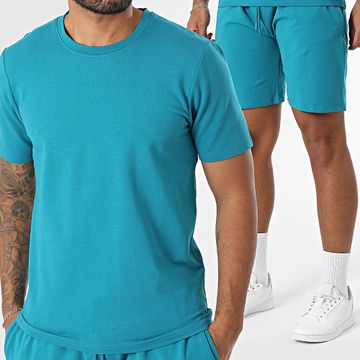 Black Industry - Set di maglietta oversize e pantaloncini da jogging blu petrolio