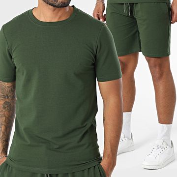Black Industry - Set di maglietta oversize e pantaloncini da jogging verde cachi