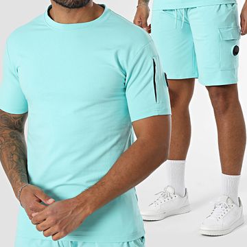 Black Industry - Set di maglietta oversize turchese e pantaloncini da jogging