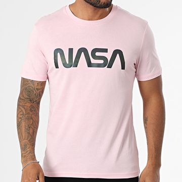 NASA - Maglietta Worm Logo Nero Arcobaleno Rosa Chiaro