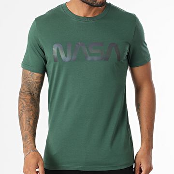 NASA - Maglietta Worm Logo Nero Arcobaleno Verde Bottiglia