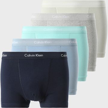 Calvin Klein - Set di 5 boxer NB2877A Blu navy Azzurro Turchese Beige Grigio erica