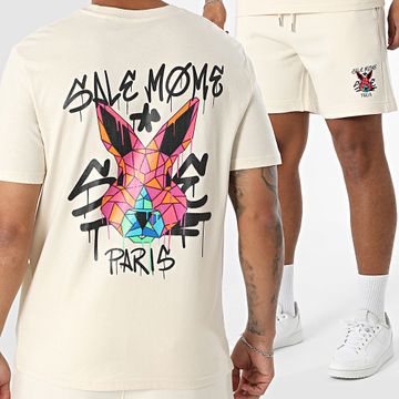 Sale Môme Paris - Set di maglietta e pantaloncini da jogging Geomedrips Beige Rabbit