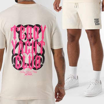 Teddy Yacht Club - Set di maglietta e pantaloncini da jogging Street Roll rosa e beige