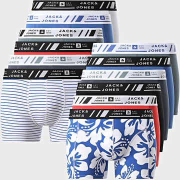 Jack And Jones - Set di 12 boxer blu, bianchi, grigi e rossi in stile Hawaii