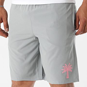 Luxury Lovers - Pantaloncini da jogging Tech Palm Grigio Rosa