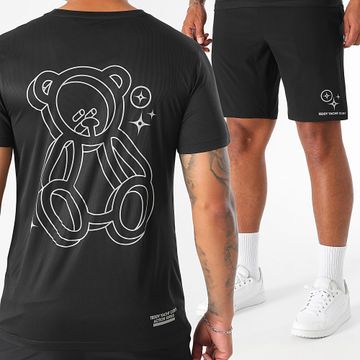 Teddy Yacht Club - Set maglia e pantaloncini da jogging riflettenti neri Action