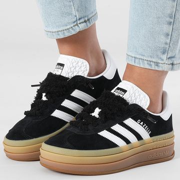 Adidas Originals - Gazelle Bold Sneakers Donna IE0876 Core Black White x Superlaced Laces Fuzzy Black