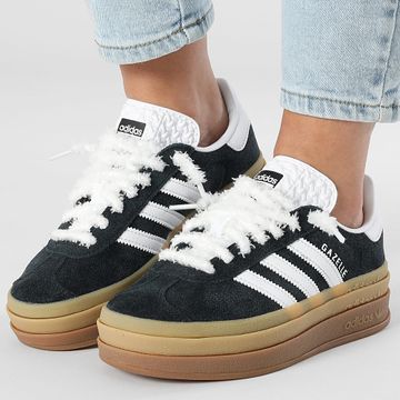 Adidas Originals - Gazelle Bold Scarpe da ginnastica da donna IE0876 Core Black White x Superlaced Laces fuzzy white