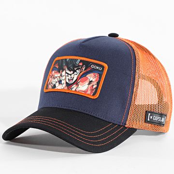 Capslab - Cappello Trucker Goku blu navy arancione