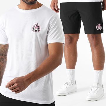 Looney Tunes - Set maglia e pantaloncini da jogging Bugs Bunny Tech Badge Nero Bianco