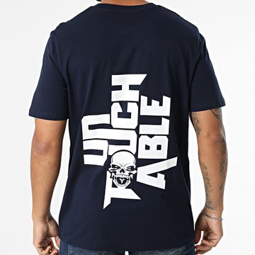 Mac Tyer Untouchable - Maglietta oversize con logo grande sul retro blu navy bianco