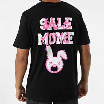 Sale Môme Paris - Maglietta oversize Rabbit Spray Nero Rosa Fluo