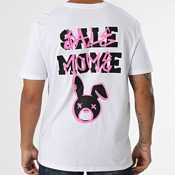 Sale Môme Paris - Maglietta oversize Rabbit Spray Bianco Rosa Fluo