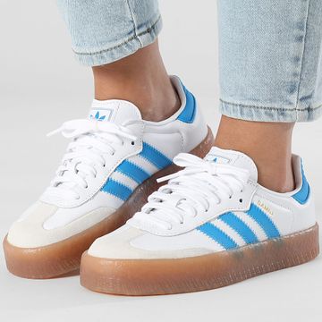 Adidas Originals - Scarpe da ginnastica da donna Sambae JQ1236 Footwear White Bright Blue Gold Metallic
