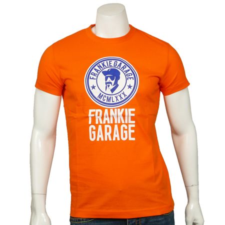 Frankie Garage - Tee Shirt Frankie Garage 6039 Orange Typo Blanc