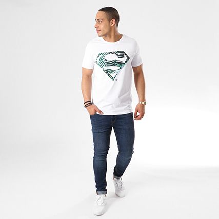 DC Comics - Leaf Superman Logo Tee Shirt Bianco