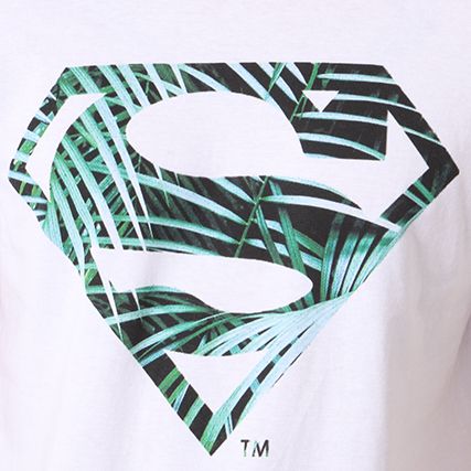 DC Comics - Leaf Superman Logo Tee Shirt Bianco