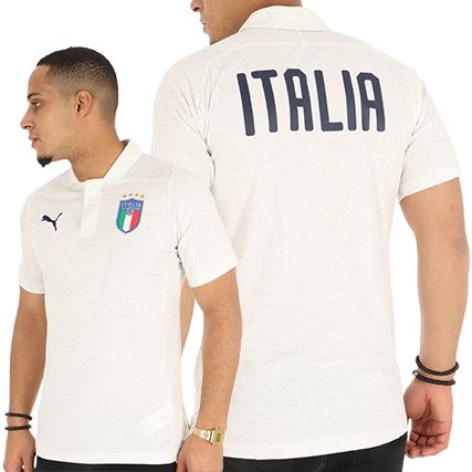 Puma - Polo Manches Courtes FIGC Italia Casual Performance 752324 08 Gris Clair Chiné 