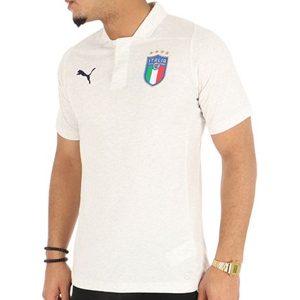 Puma - Polo Manches Courtes FIGC Italia Casual Performance 752324 08 Gris Clair Chiné 