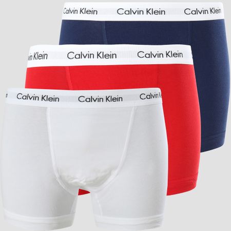 Calvin Klein - Set di 3 boxer in cotone elasticizzato U2662G rosso bianco blu navy
