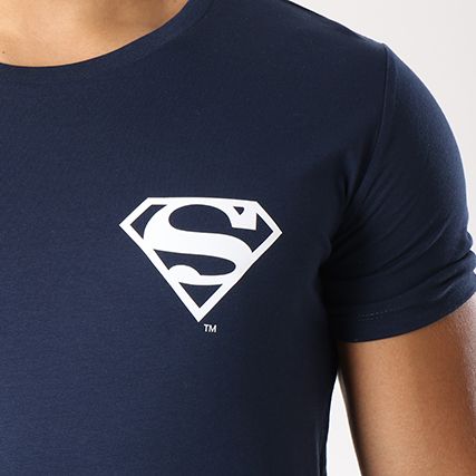 DC Comics - Maglietta con logo posteriore Superman Navy