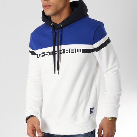 G-Star - Sweat Capuche Graphic 14 Core D11825-A971 Blanc Bleu Clair Bleu Marine