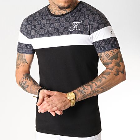 Final Club - Tee Shirt Tricolore Damier Con Ricamo 256 Bianco Nero Grigio