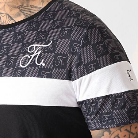 Final Club - Tee Shirt Tricolore Damier Con Ricamo 256 Bianco Nero Grigio