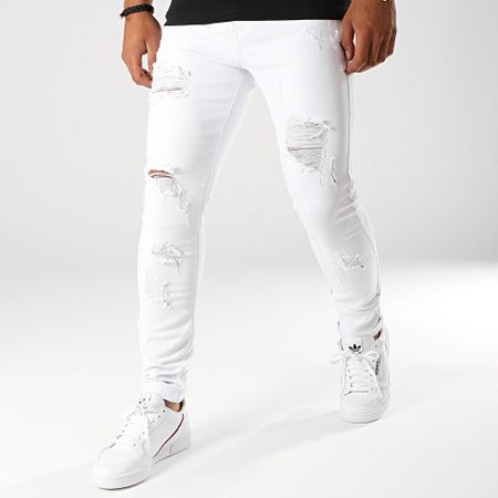 LBO - Jeans skinny con strappi LB054-5 Bianco