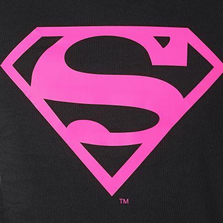 DC Comics - Neon Logo Superman Tee Shirt Nero Rosa Fluo