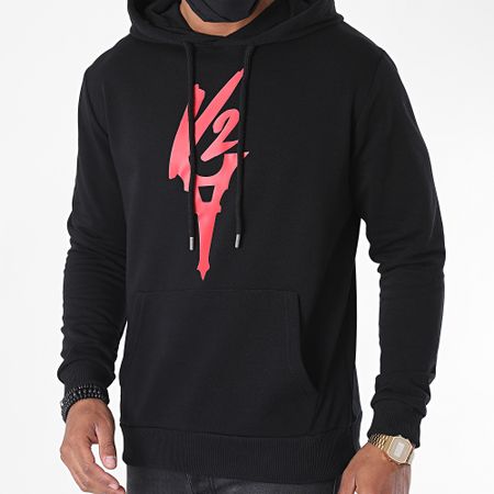 Da Uzi - Felpa con cappuccio con logo nero rosso