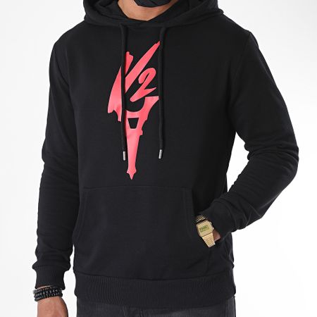 Da Uzi - Felpa con cappuccio con logo nero rosso