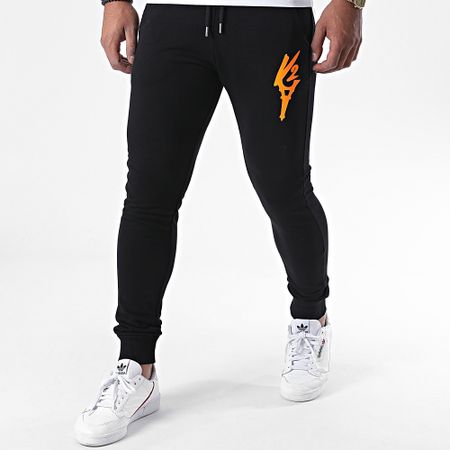 Da Uzi - Pantaloni da jogging con logo Nero Arancione Fluo