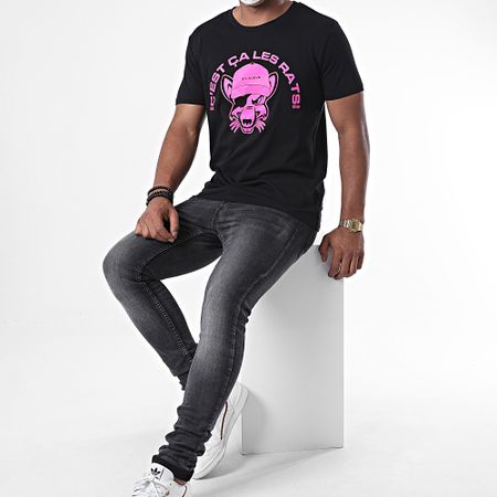 L'Allemand - Maglietta Ratti Nero Rosa Fluo