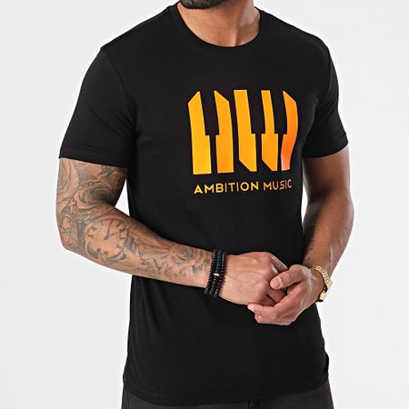 Niro - Maglietta Ambition Music Nero Arancione Fluo