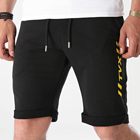 13 Block - TVX Pantaloncini da jogging a zampa Nero Giallo