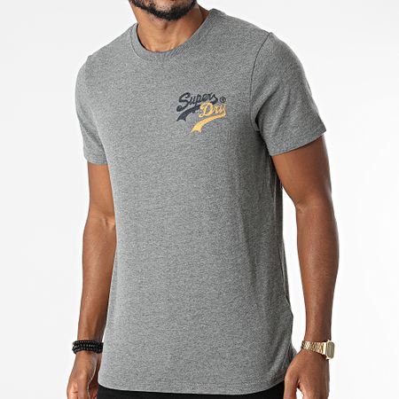 Superdry - Source M1011158A Maglietta con logo vintage grigio carbone