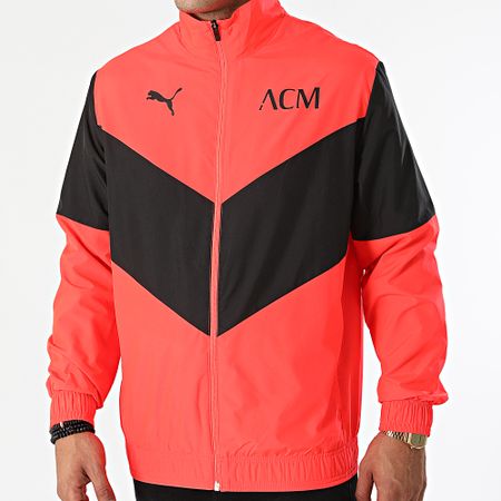 Puma - AC Milan Prematch Giacca con zip 764445 Arancione Fluo Nero