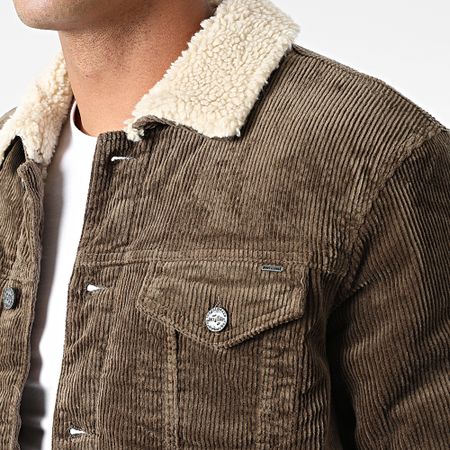 Only And Sons - Giacca con collo in pelle di pecora color taupe