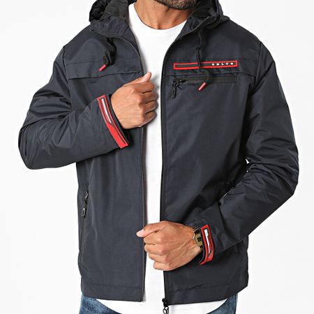 Zelys Paris - Giacca con zip e cappuccio blu navy