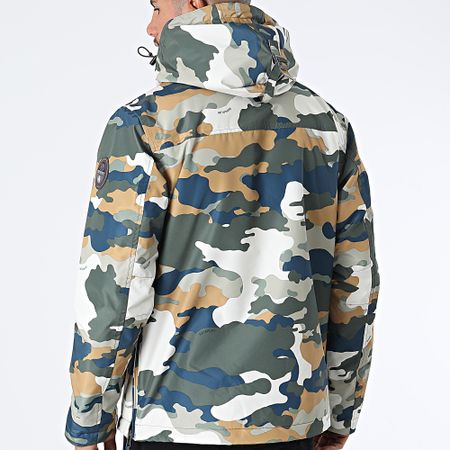 Napapijri - Giacca con cappuccio Outdoor Rainforest Pocket Print A4EGW Khaki Green Camouflage