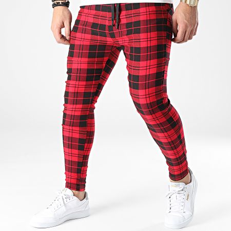John H - P5538 Pantaloni a quadri rossi e neri