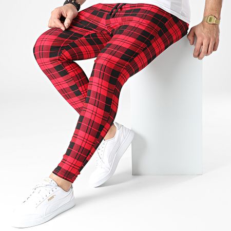 John H - P5538 Pantaloni a quadri rossi e neri