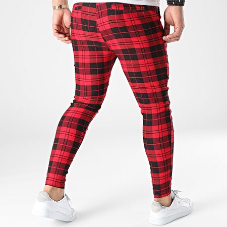 John H - P5538 Pantaloni a quadri rossi e neri