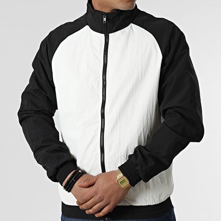 Urban Classics - Giacca con zip bicolore TB2745 Bianco Nero
