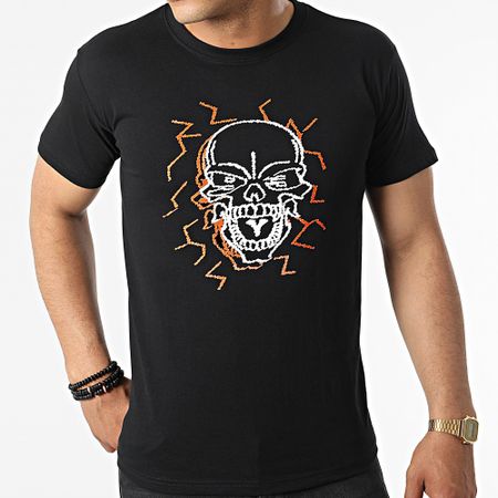 Mac Tyer Untouchable - Maglietta Electric Skull Nero Arancione