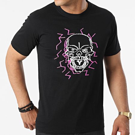 Mac Tyer Untouchable - Maglietta Electric Skull Nero Rosa