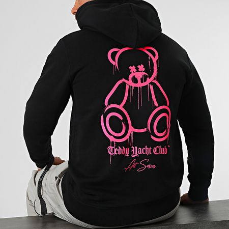 Teddy Yacht Club - Felpa con cappuccio Art Series Marker Nero Rosa Fluo