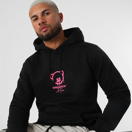 Teddy Yacht Club - Felpa con cappuccio Art Series Marker Nero Rosa Fluo